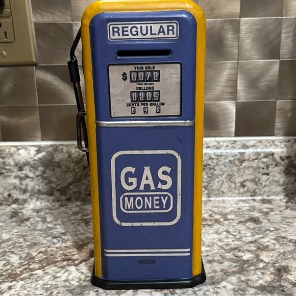 Blue and Yellow 10” Vintage Style‎ Gas Pump  Coin Bank - Picture 2 of 12
